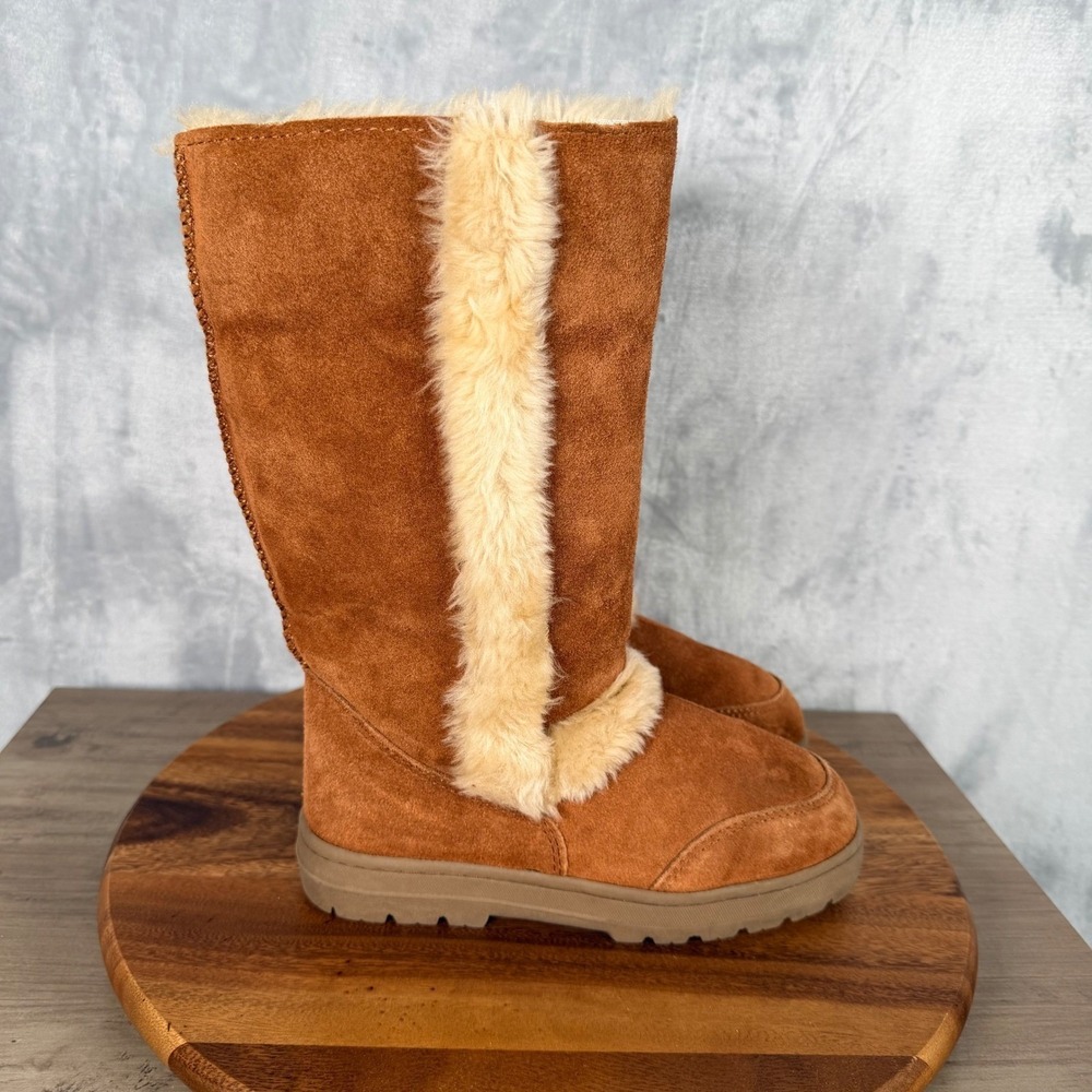 Style & co Witty Women's Tan Suede Faux Fur Lined Tall Winter Boots Size 7M